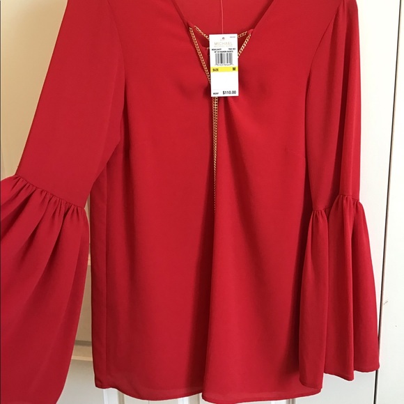 Michael kors red chain blouse NWT size M - Picture 4 of 6